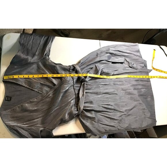 SHEIN - WOMENS SHIMMER SYLVER LONG SLEEVE V-NECK SIDE ZIPPER DRESS SIZE MEDIUM - Picture 9 of 10